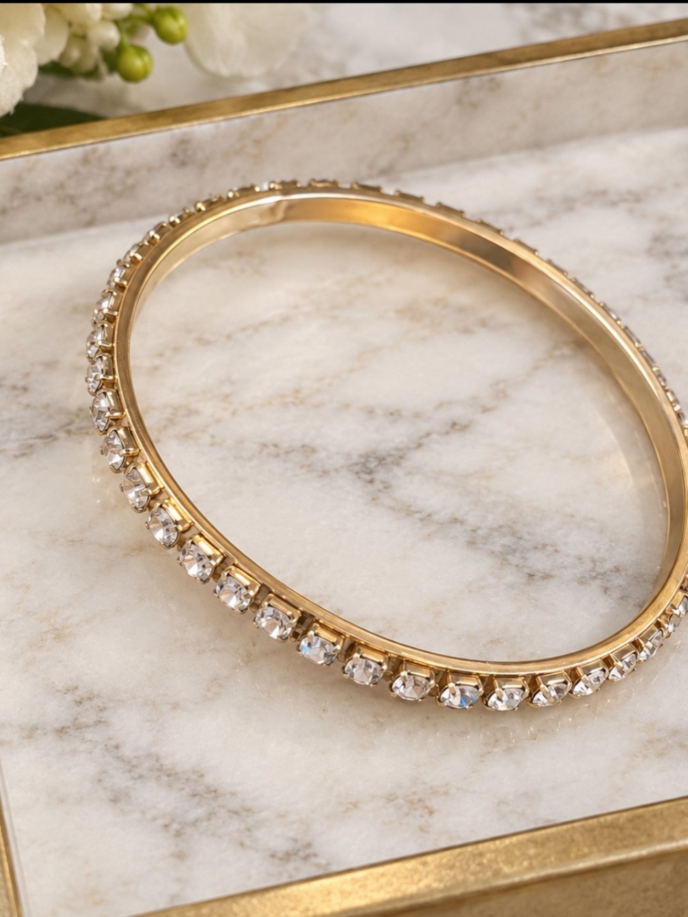 Gold Crystal Bangle Bracelet